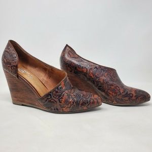 Jeffrey Campbell Brown Embossed Wedge Sandals